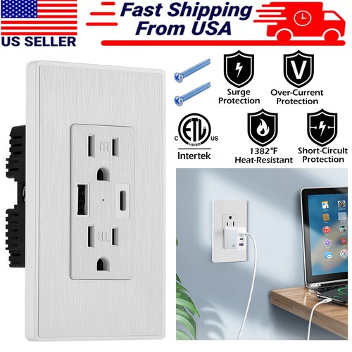 Dual usb type - type-c/a, outlet